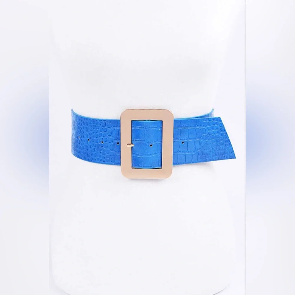 Vegan Crocodile Texture Corset Waist Statement Belt